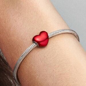 Pandora Silver Bracelet with Red Heart Charm
